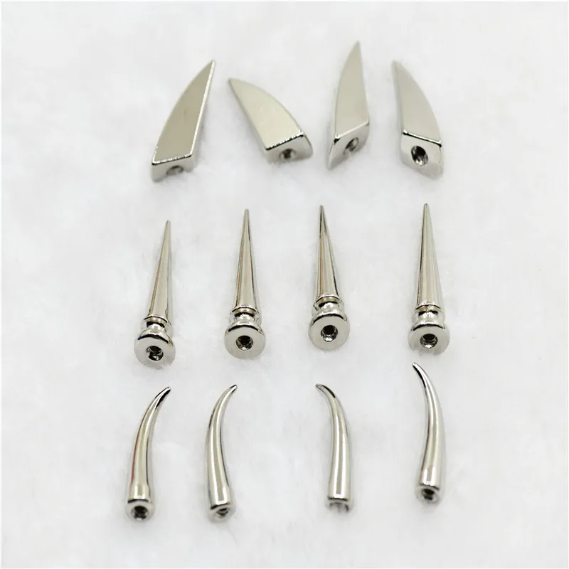 

Серебристые панк и шипы ox horn для медных маток, серьги для одежды из алюминиевого материала для кожаной шляпы в наборе