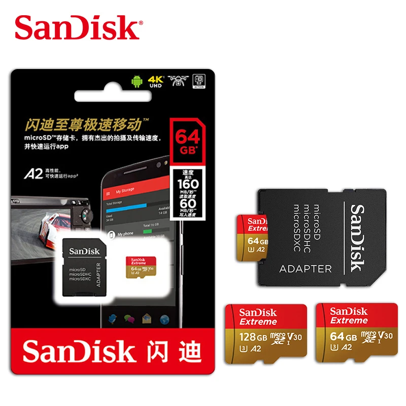 Sandisk ޸ ī ũ SD A2 A1 ͽƮ V30 U3 ÷ ī XNE 64 Ⱑ Ʈ 32 Ⱑ Ʈ 128 Ⱑ Ʈ 160 /  