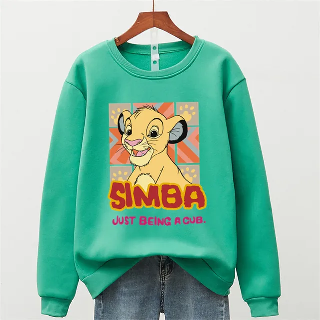 Hot US Anime Simba Hoodies Men Women 90s Aesthetic Streetwear Autumn Winter Warm Fashion The Lion King Sweatshirts Male Felmae Fruit Green