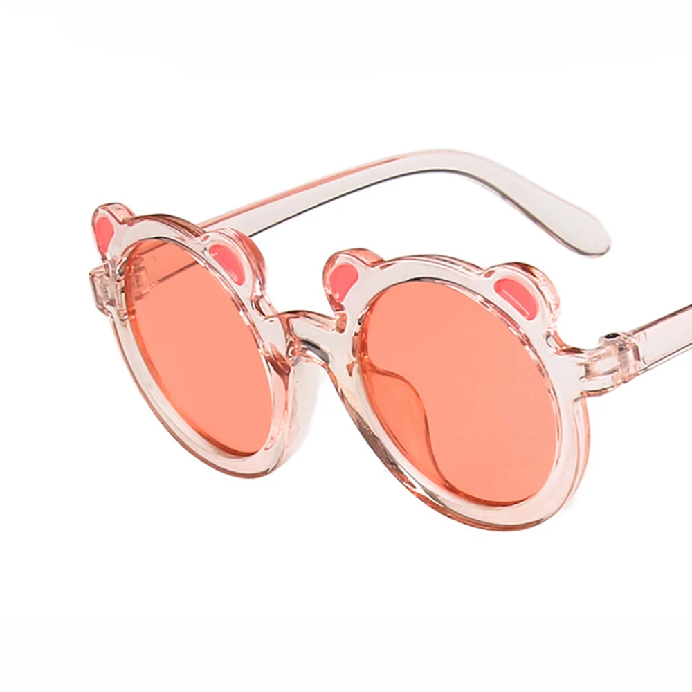 1pc 2022 New Kids Cute Cartoon Bear Shape Round Sunglasses Boy Girls Children Vintage Uv400 Colors Rimless Polarized Sun Glasses blue blocker glasses Blue Light Blocking Glasses