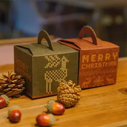 10 шт 9,5x9,5x8 см портативная Рождественская Подарочная коробка DIY печатная пряжа Рождественская коробка для конфет упаковка оберточная
