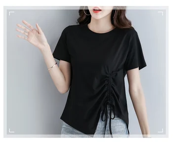 

A215-2020 summer new Korean short bottoming shirt net red slim slimming solid color short-sleeved T-shirt female
