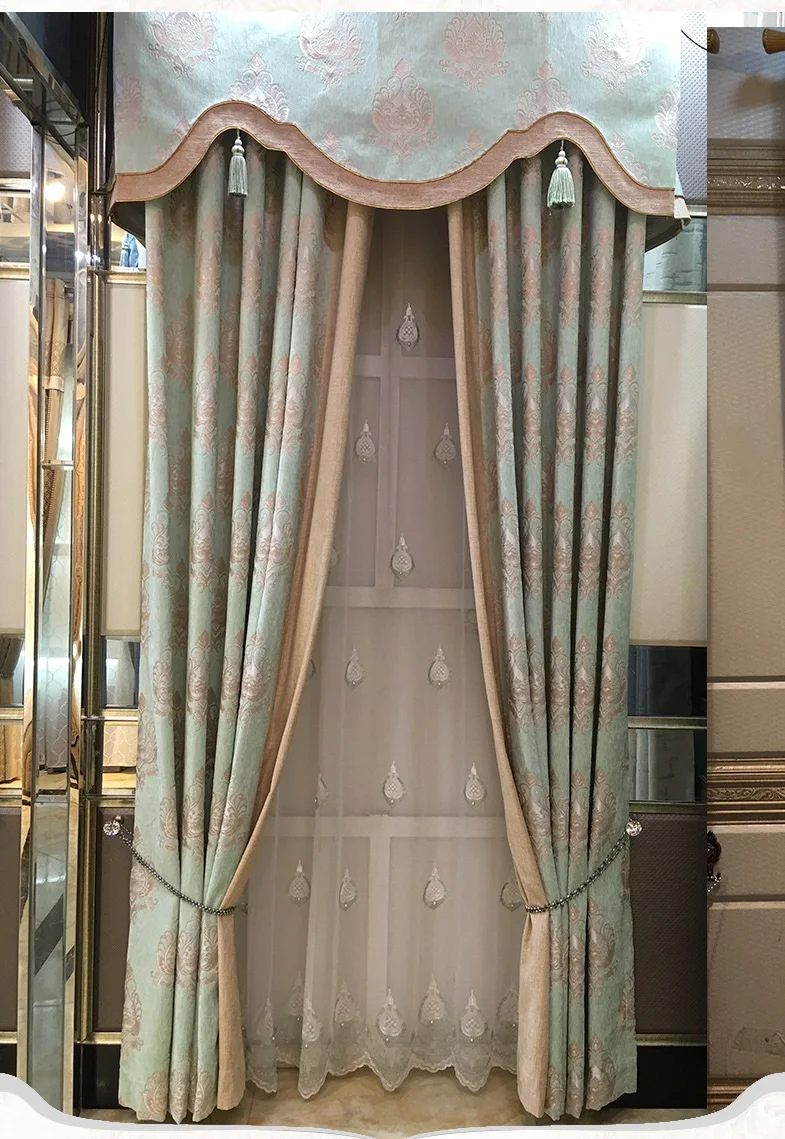 New Cashmere Chenille Jacquard Shade Curtains for Living Dining Room Bedroom