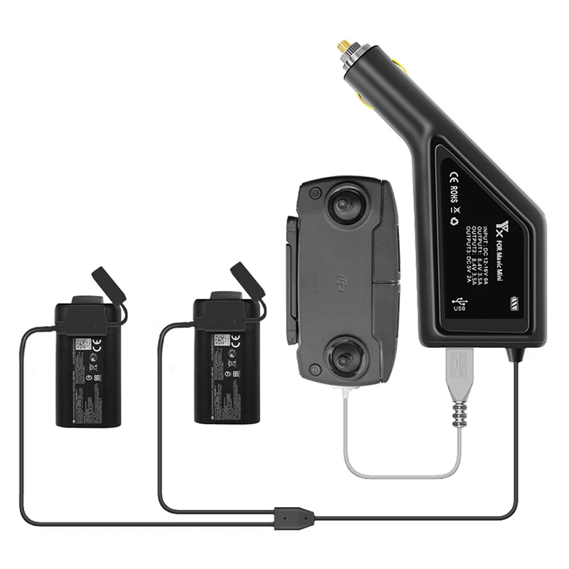  YX 3 in 1 Car Charger For DJI Mavic Mini Intelligent Battery Charging Hub Mavic Mini Car Connector 