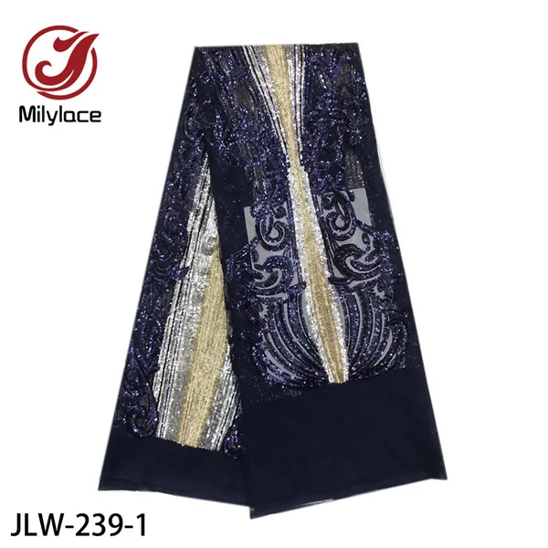 Milylace, модные французские кружевные ткани, 5 ярдов, смешанные цвета, Тюлевая кружевная ткань с блестками, блестящее Сетчатое кружево для вечерних платьев, JLW-239 - Цвет: black