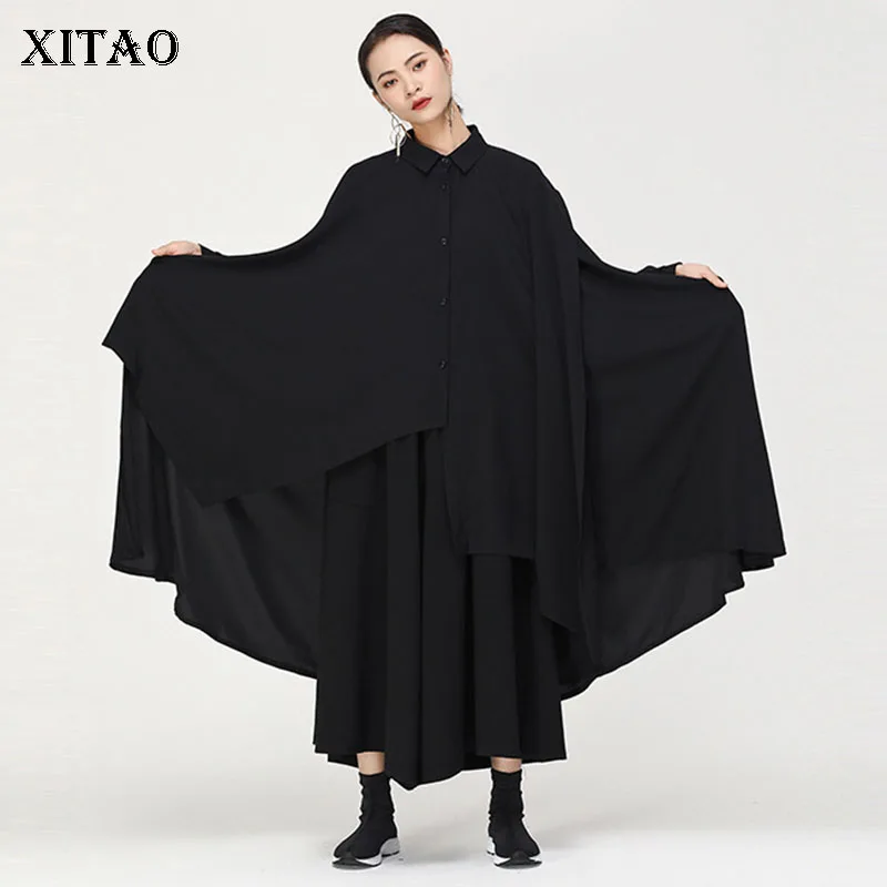 XITAO Осенние новые нестандартные женские блузки удлиненная шифоновая рубашка