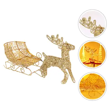

1Pc Christmas Adornment Desktop Decor Elk Sleigh Car Decor for Table Party Christmas