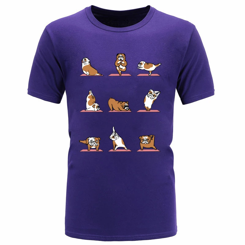 Забавный английский Бульдог-Мопс топы, рубашка терьер собака медитация физический упражнения Ом Футболка хлопок мужские футболки с принтом