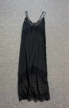 

Women Dress Spring / Summer 2020 Sexy Design Black Lace Leopard Strap Midi Dress