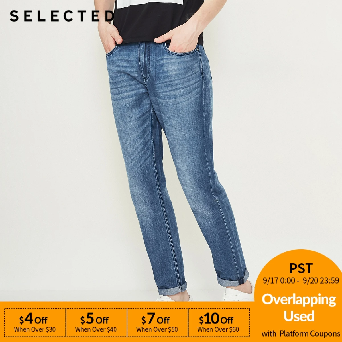 

SELECTED Men Jeans Modis Cotton & Linen Do Old Edge Grinding Prewashed Male Casual Denim Pants C | 418332513