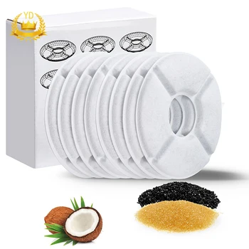 

6pcs Pet Fountain Filters Cat Dog Flower Fountain Filter Carbon Filter Water Dispenser Replacement Filters Keep Water Clear YDHS
