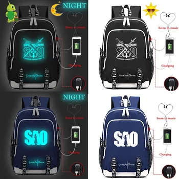 

Mochila Feminina Bookbag Sword Art Online Anime Backpack USB Charge Laptop Backpack School Bags for Teenage Girls Travel Bags