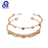 Lucky Eye Multi Color Star Turkish Evil Eye Bangle Bracelet Gold Color Copper Cuff Bangle for Women Girls Fashion Jewelry BE64 1