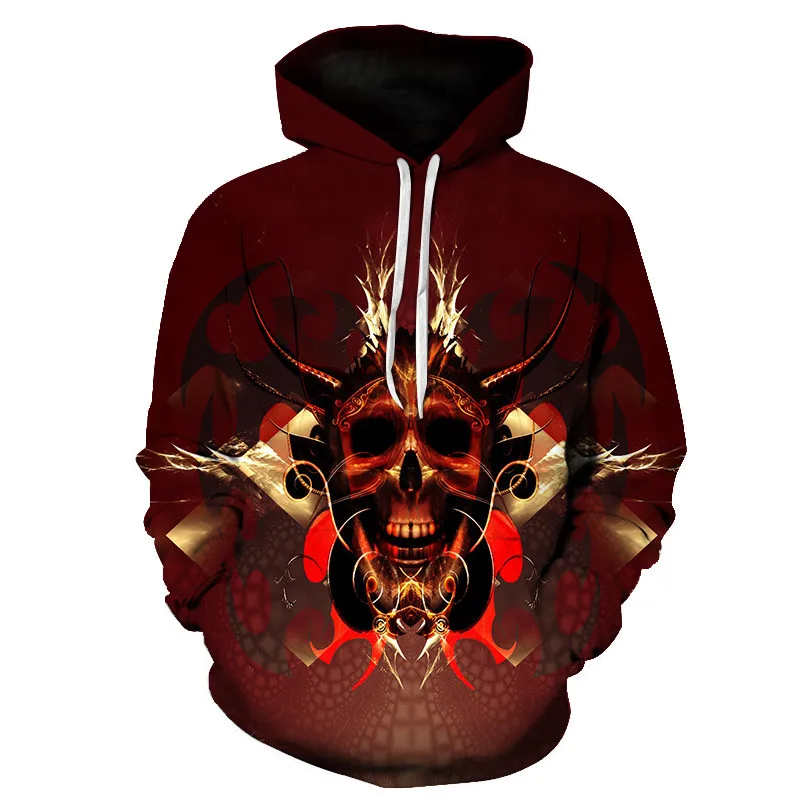 

Skull 3D hoodies Sweatshirts Men Women Pullover punk style Hip Hop Rock sweatshirt gothic horror cool men's long sleeve pullover