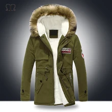 Зимняя мужская куртка с меховым капюшоном, модная теплая Толстая ветровка, флисовая парка с хлопковой подкладкой, Мужское пальто в стиле милитари, армейская одежда, 4XL