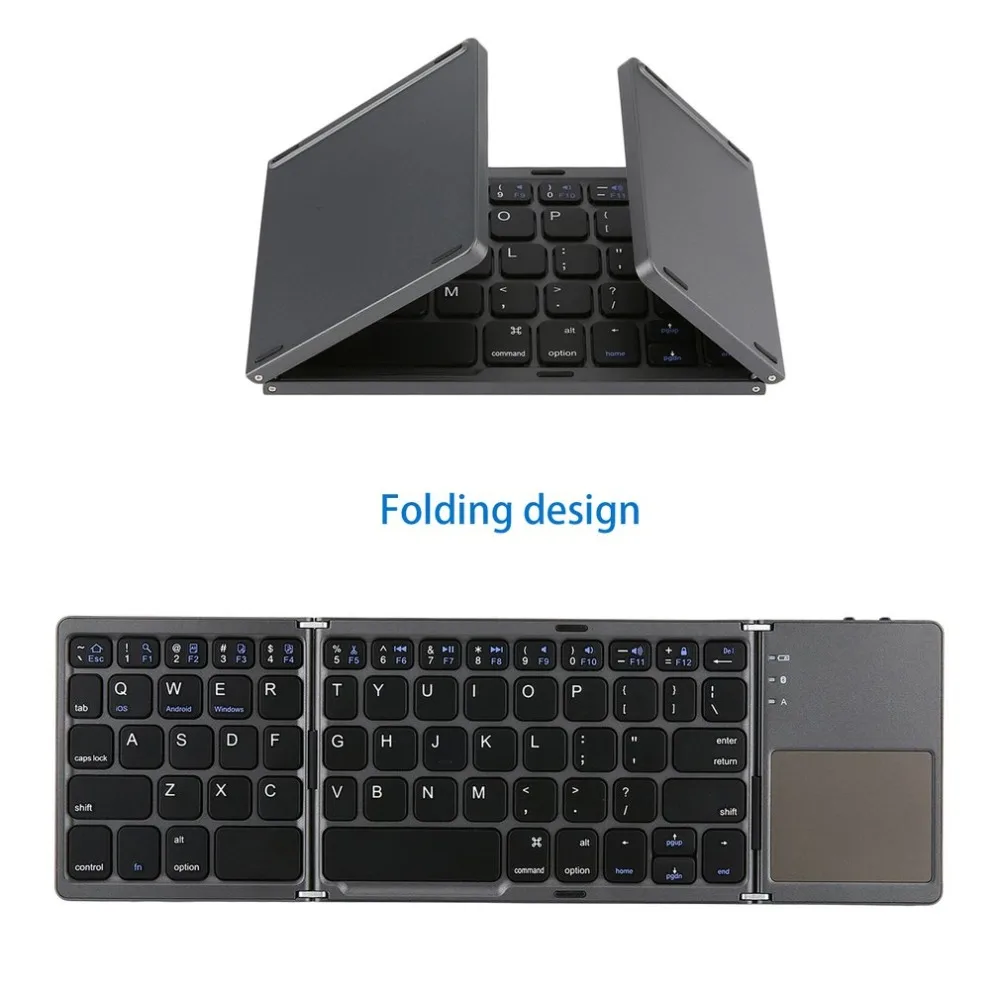 

Foldable Bluetooth Keyboard with Touchpad Pocket Size Portable Mini Slim Keyboard Rechargable Battery for iOS Android Windows PC