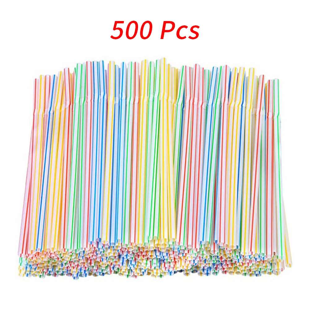 Drinking Straws Alike-Supplies Party Plastic Color-Random Disposable 500pcs Elbow Multi-Colored