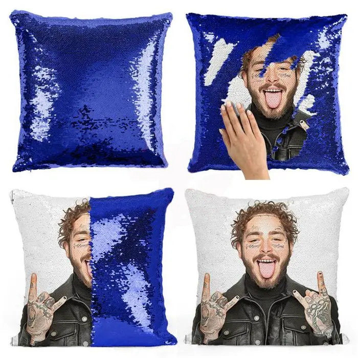 Подушка с пайетками Post Malone | наволочка с пайетками | двухцветная подушка | подарок для нее | подушка | Волшебная подушка