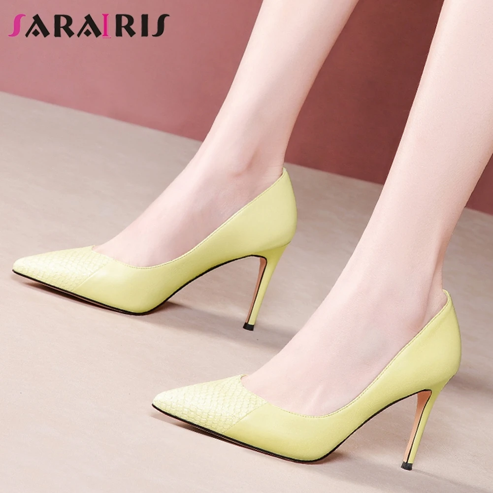 

SARAIRIS Sexy Female High Heels Pointed Toe Candy Color Snake Print Pumps Shallow Fashion Pumps Women Spring Shoes Woman
