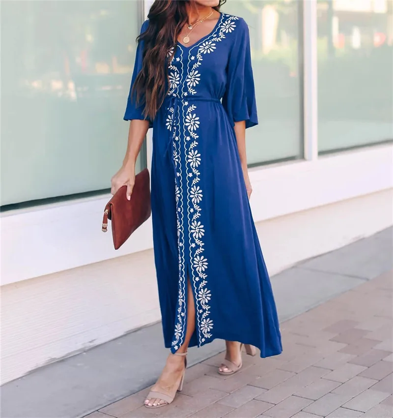 

Embroidery Cotton Beach Cover up Saida de Praia Swimsuit Women Bikini cover up Tunics for Beach Pareo Sarong Beachwear