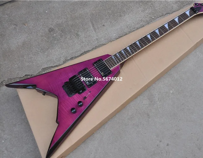 High quality customized version of purple dovetail fork aircraft special shaped electric guitar double swing bridge black access | Спорт и