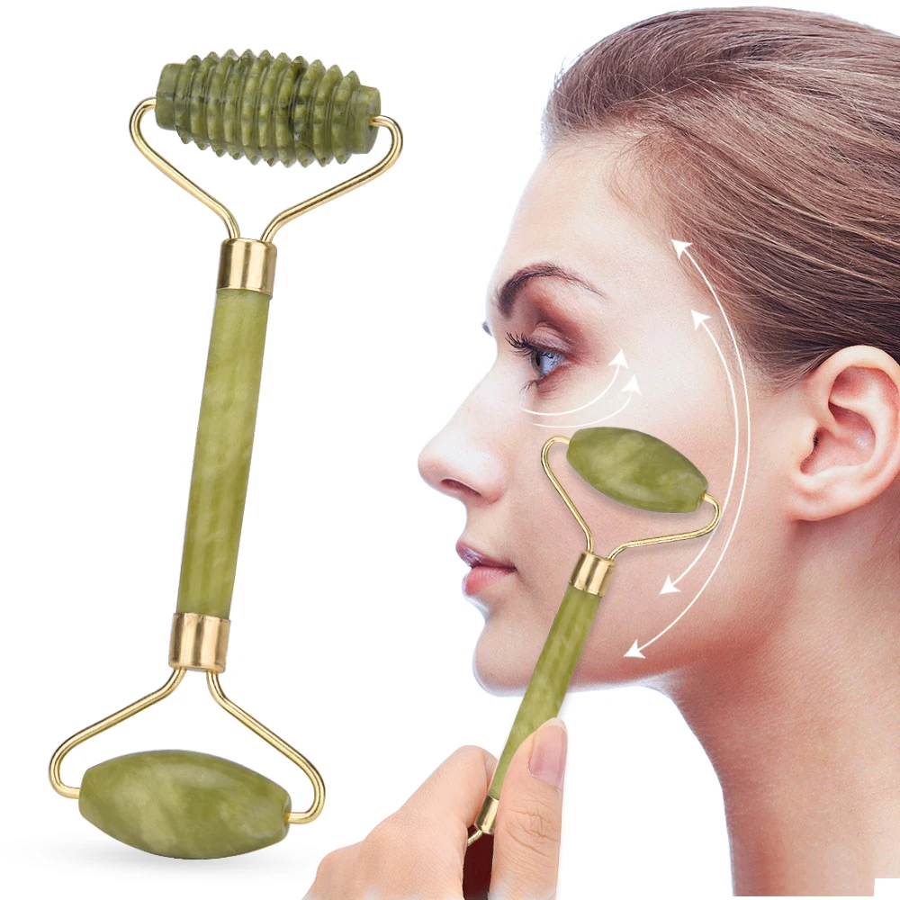 

Jade Roller Face Reshaping Massage Lifting Natural Rose Quartz Genuine Jade Stone Wrinkle Removal Skin Tightening Facial Beauty