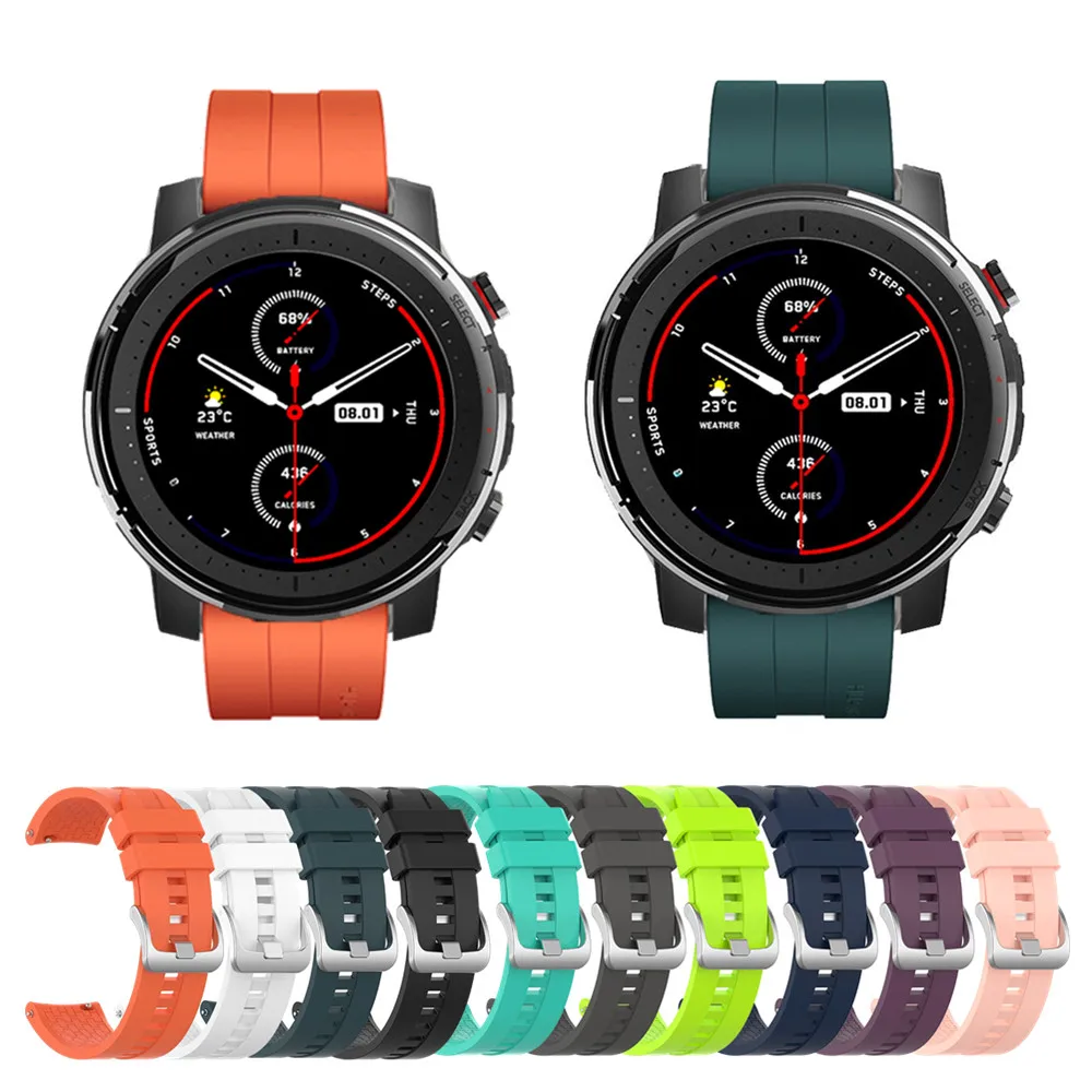 Correa silicona para reloj inteligente Huami Amazfit Stratos 3, Stratos 2 y Stratos 1, pulsera de 47mm para Amazfit Pace / GTR|Accesorios inteligentes| - AliExpress