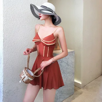 

Swimsuit One Piece Woman Swimsuits Full Bathing Suits 1 Women Bathers One-Piece Bikini 2019 New Hot With Skirt Sexy Solid