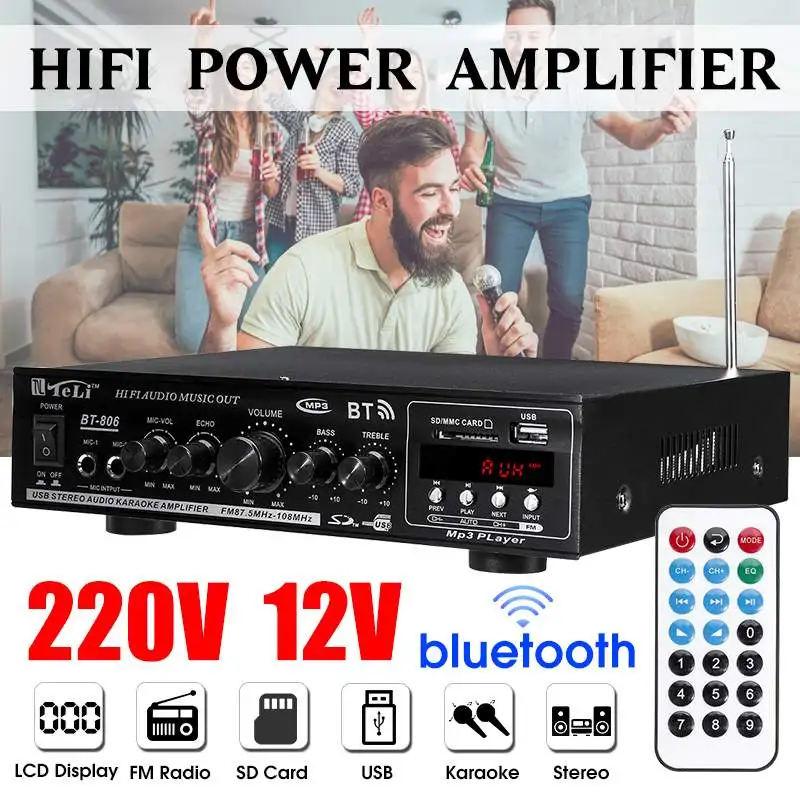 2000 Вт Hifi аудио усилитель мощности стерео Домашний кинотеатр с дистанционным