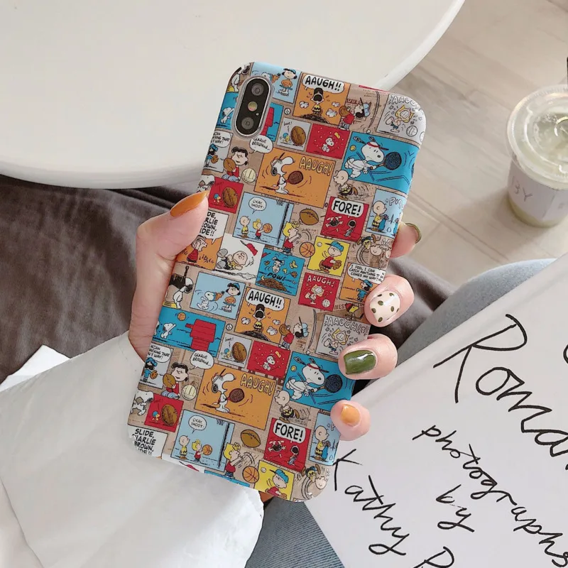 

Personality Creative Cartoon Comic Mobile Phone Case for iPhone X XS XR XSMax 8 7 6 6S PluS Cute Snoopy Drop Protection Cover