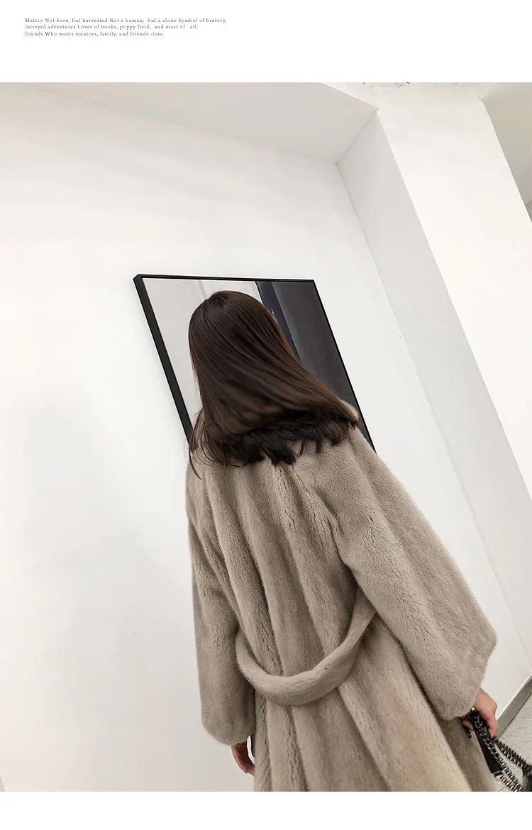 mink coat real natural fur coat long coat women coat winter coat real mink fur coat - Цвет: coffee