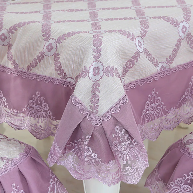 1/4/6 Pcs Tablecloth Set 10 Patterns Lace European Dining Chair Cushion Chair Back Cover Table Cloth Cover Non Slip Seat Mat - Image 3