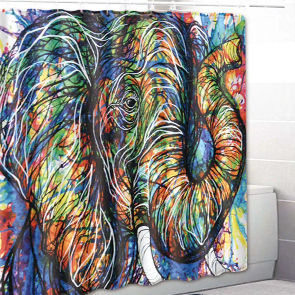 Home Decorative Shower Curtain 3D Elephant Pattern Bathroom Decor Curtains Cartoon Shower curtains With Hooks Bathroom Curtain - Цвет: 1pc shower curtain