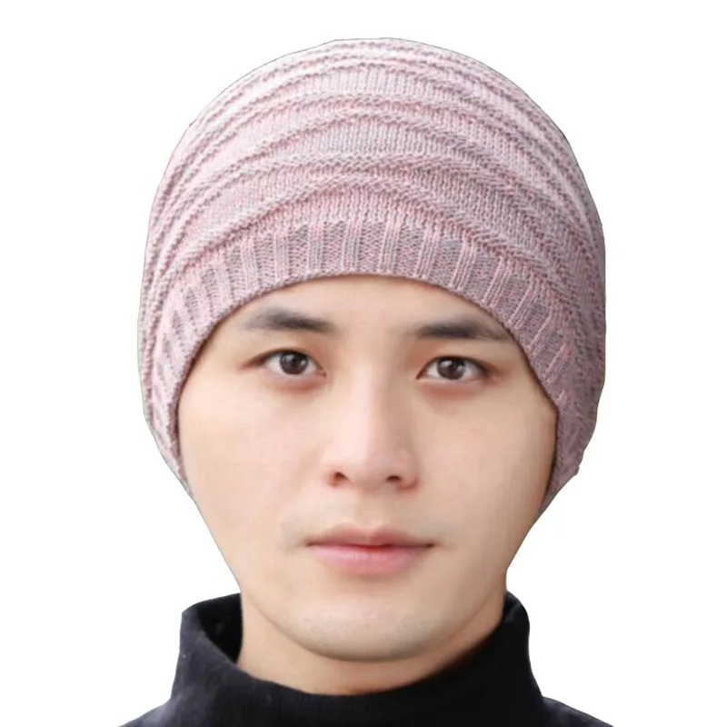 Шапка бини мужская зимняя водонепроницаемая рябь Beanie Мужская s трикотажный свитер шапки плюс бархатная утолщенная шапка бини мужские шапки