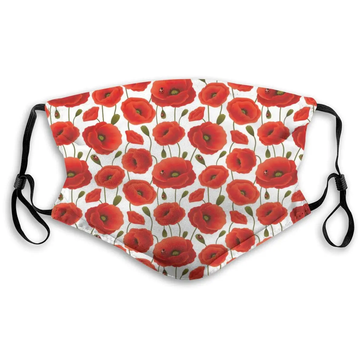 

Orange Poppy Flowers Pattern Face Masks With Replaceable Filter Mouth Mask Muffle Mask Breathable And Comfortable Mouth Cover