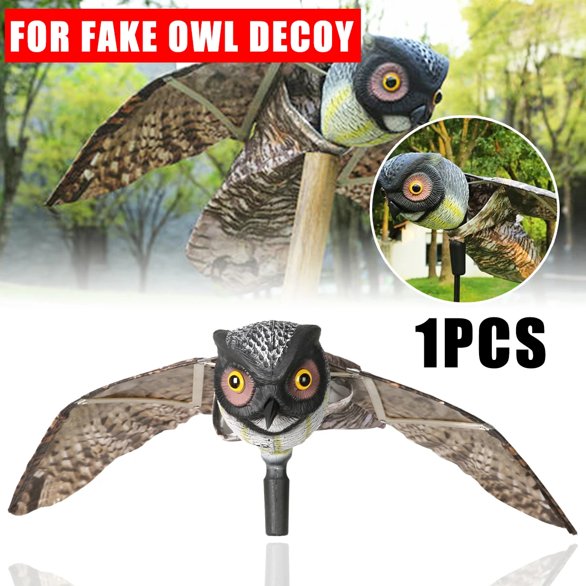 

1 Pc Fake Owl Decoy Bird Scarer with Moving Wing Garden Scarecrow Predator Decoy Pest Scarer Sparrow Bird Control Supplies