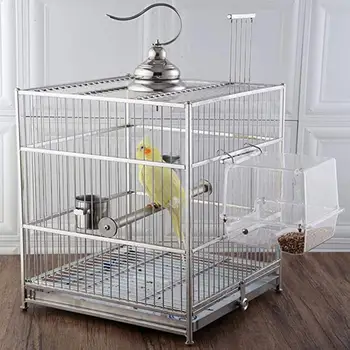 

Parrot Feeder Automatic Bird feeder Acrylic Bird Cage Seed Feeding Supplies Transparent Food Dish with Hanging Hook