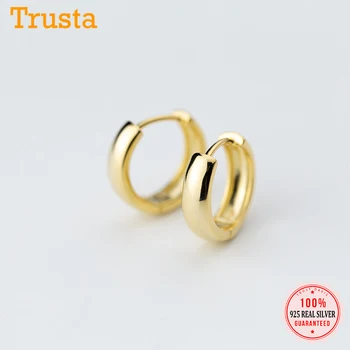 

Trustdavis 100% 925 Sterling Silver Hoop Geometric 13mm Ear Cuff hoop Earrings For Women Without Piercing Fashion Jewelry DS436