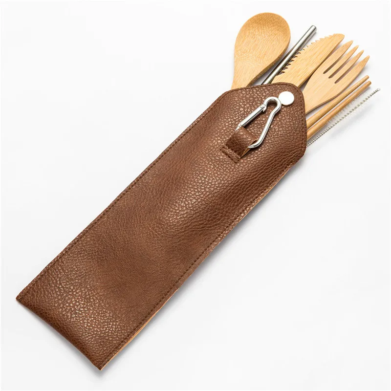 

Travel Cutlery Set Outdoor Bamboo Tableware Set Flatware Wood Cutlery Utensils Kitchen Include Knife Fork Spoon Sets for Picnic