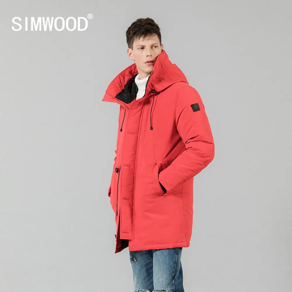 

SIMWOOD 90% Grey Duck Down Coats Men 2019 Winter Warm Hooded Parka Fashion Length Jackets Male High Quality Outwear 180298