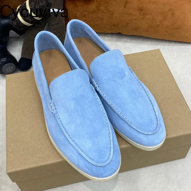 

Kidsuede Men's Loafers Casual Leather Business Shoes for Men Nude Blue Men's Driving Shoes Flat Rubber Sole Formal Walk Shoes