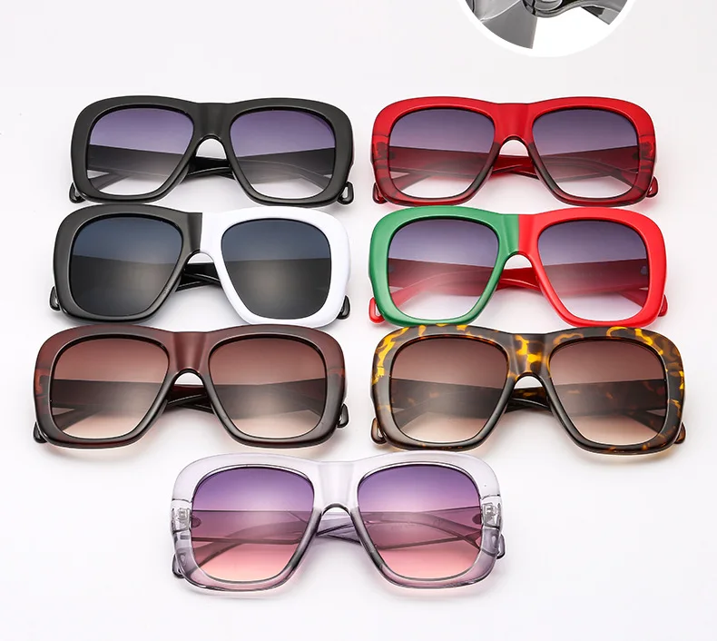 

Black White Square Brand Sunglasses 2020 Luxury Brand Double Color Frame Women Sunglasses Green Red Shades Vintage Oculos