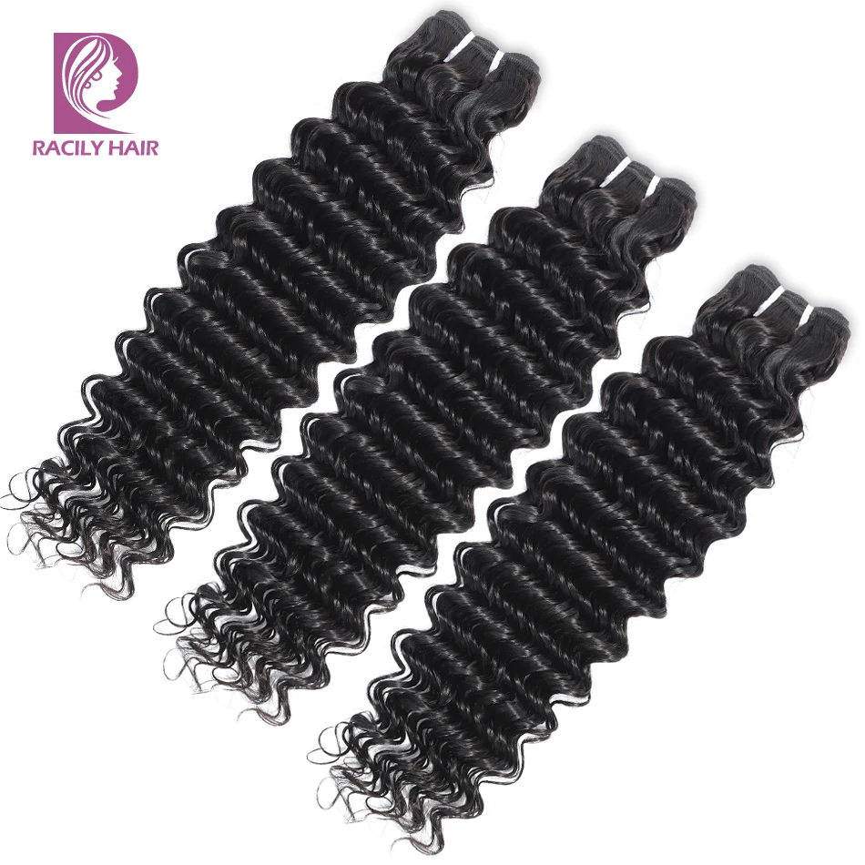 

Racily Hair Peruvian Deep Wave Hair Extension 8-28 Inches 100% Remy Human Hair 1/3/4 Bundles Natural Color Bundles Free Shipping