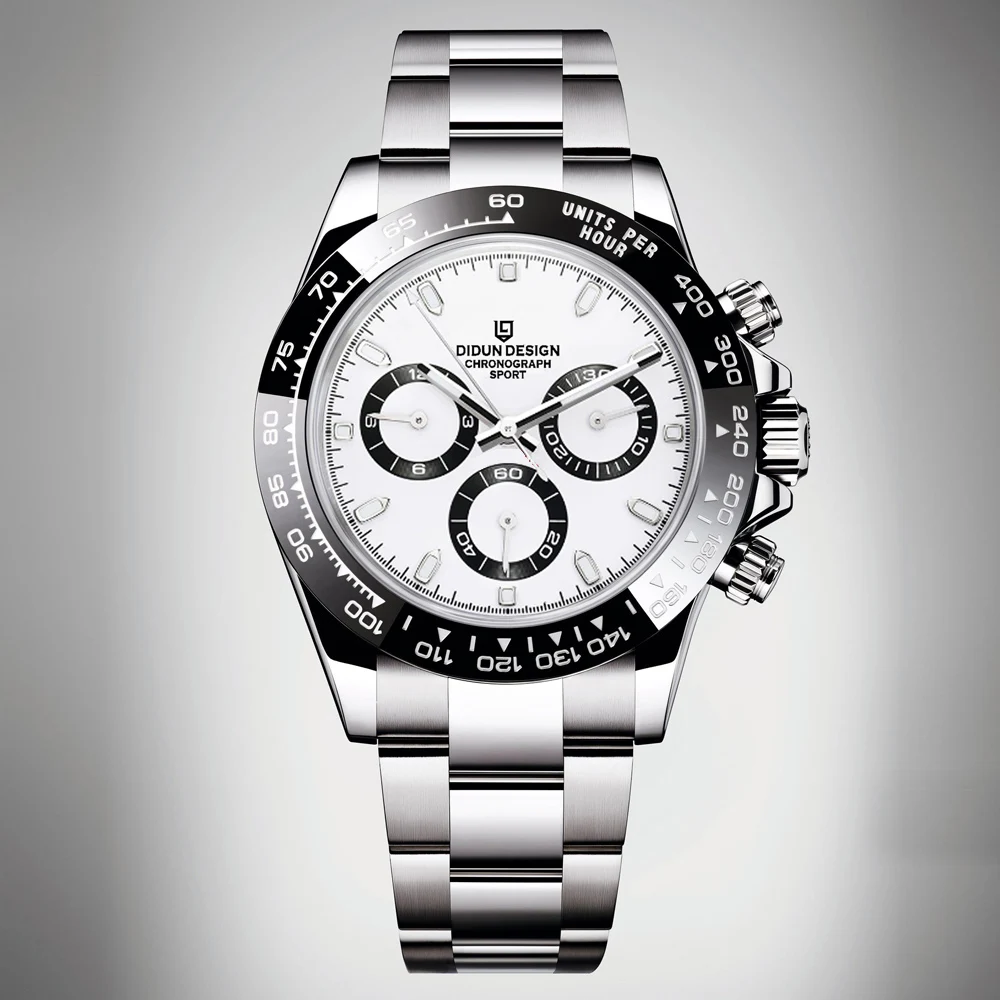 Men Automatic Ceramic Face Watch Chronograph Clock Shockproof Waterproof Wristwatch DIDUN NEW Luxury Brand mechanical watch