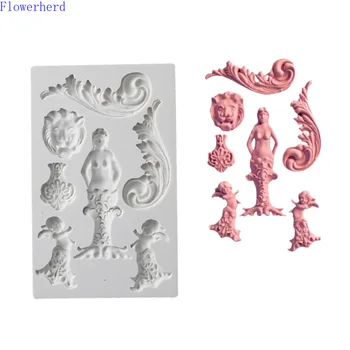 

Mermaid Angel Lion Head European Relief Mold Border Chocolate Mold Cake Silicone Mold Fondant Tools Pastry Mold Cake Decor