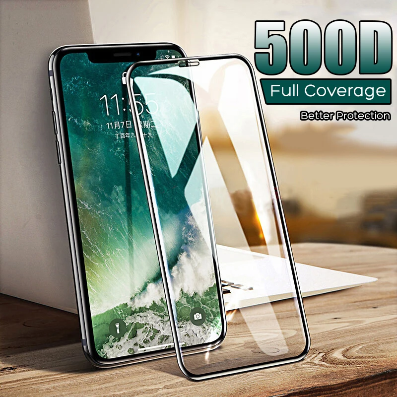 

500D Full Cover Tempered Glass For iphone 8 7 6 6s Plus X XS MAX XR Glass Screen Protector For iphone 11 Pro MAX Glass Film