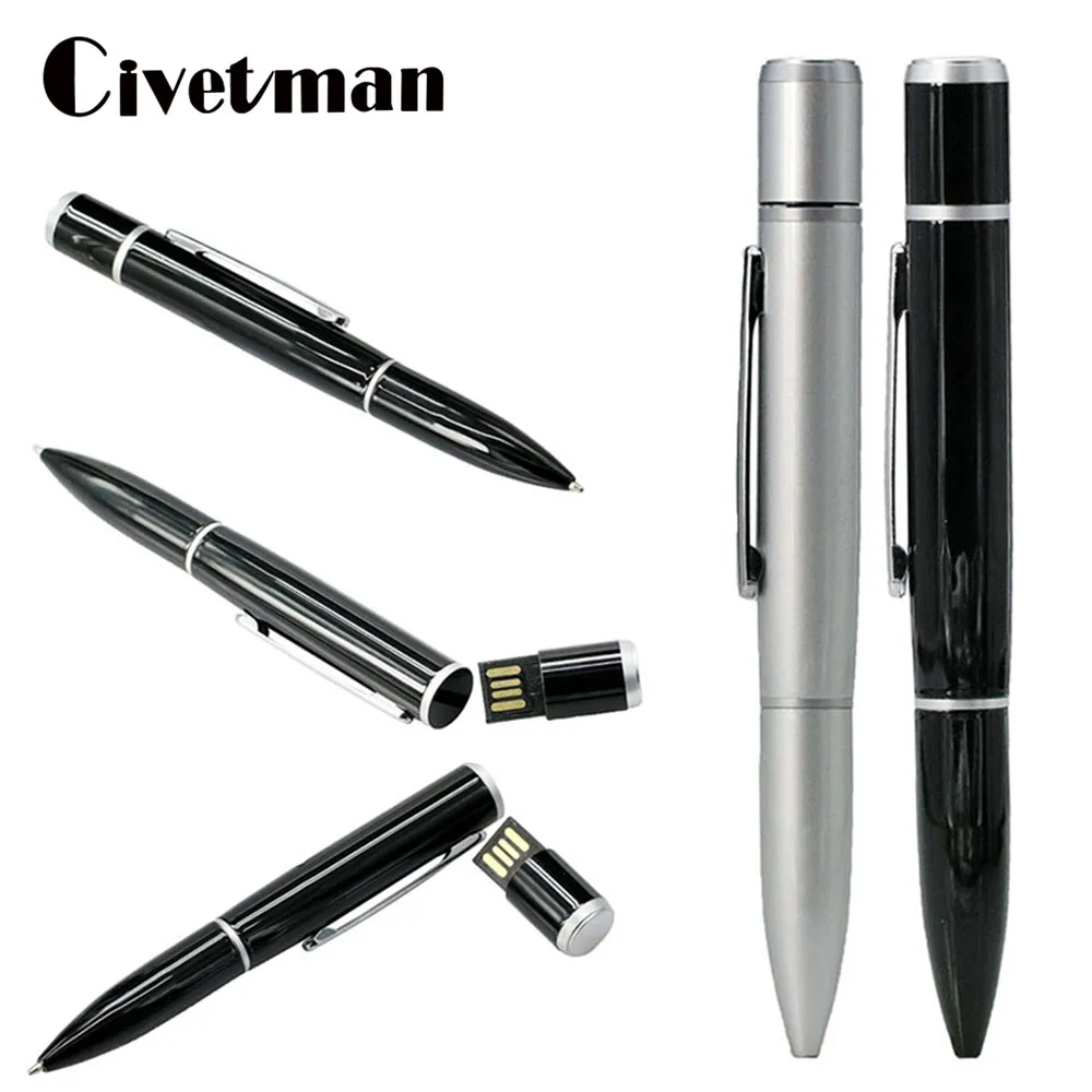 Metal Pen Drive Ballpoint Can Write with USB 2.0 Flash 16GB 32GB 64GB 128GB 256GB Pendrive Memory Stick Disk | Компьютеры и офис