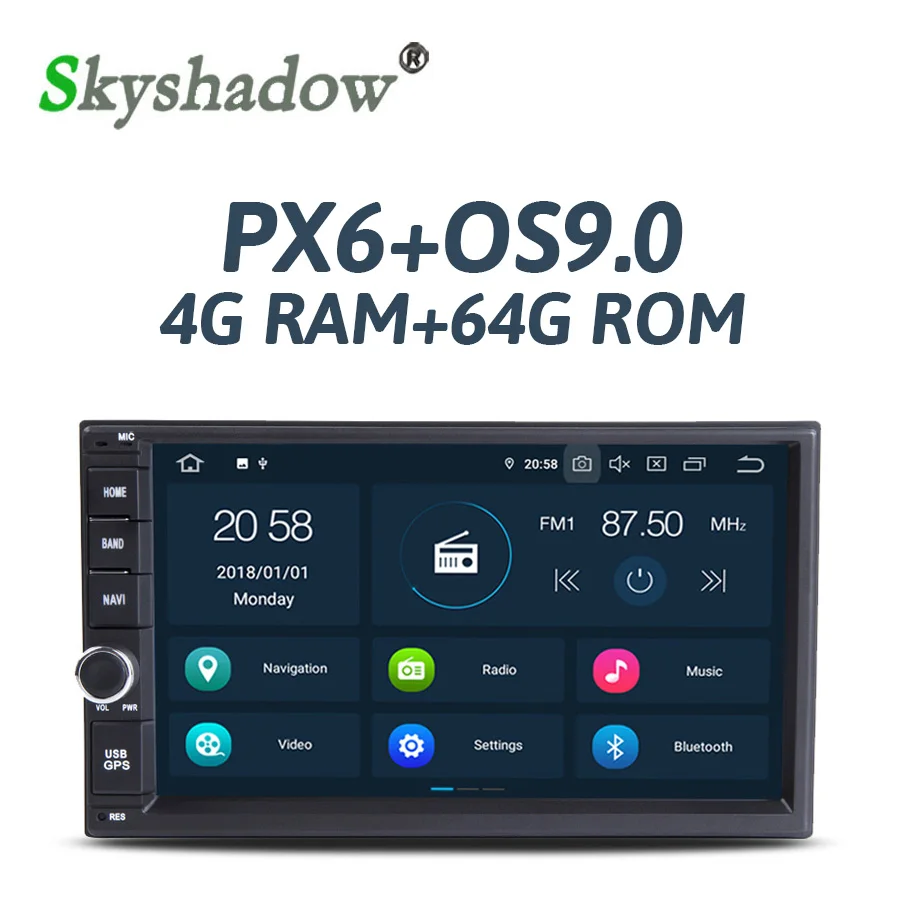 Cheap PX6 DSP IPS Android 9.0 4GB RAM+64GB memory RDS Radio GPS map Bluetooth 4.2 wifi Car multimedia DVD player 2 Din for Universal 0