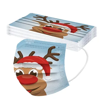 

10pcs Adult Reindeer Print Masks Masque Protective Disposable Face Mask 3ply Earloop Anti-pm2.5 Mask Outdoor Sport Face Mask Мас