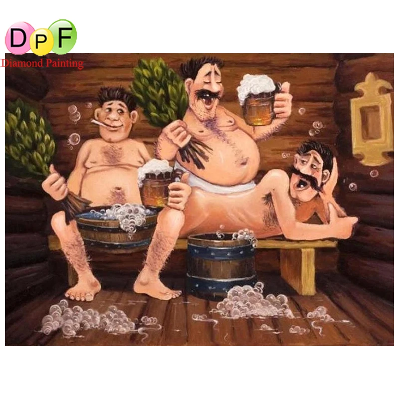 DPF полная/круглая алмазная живопись вышивка крестиком три мужчины пиво сделай